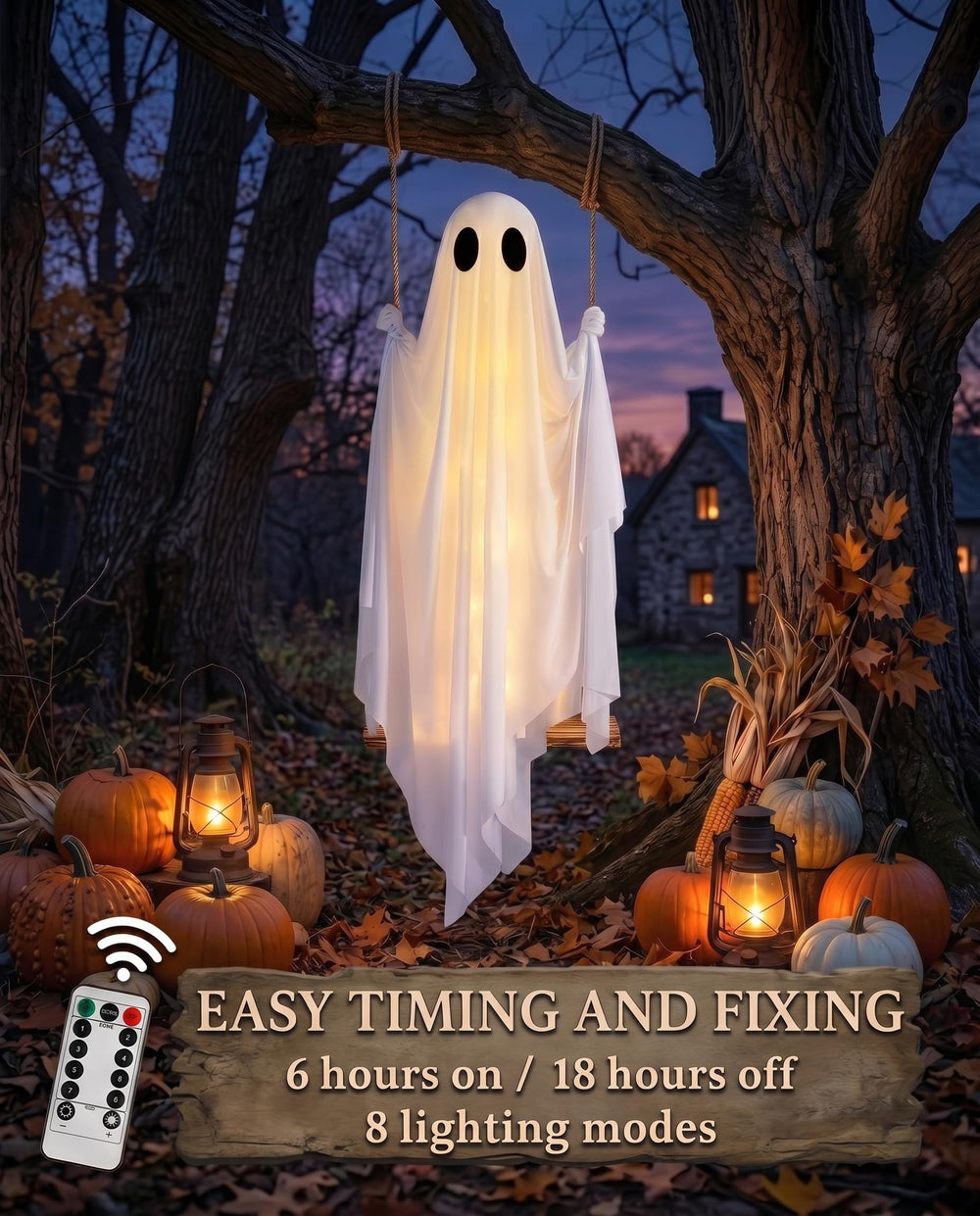 CYSKXYI 5FT Halloween ghost hanging in a garden