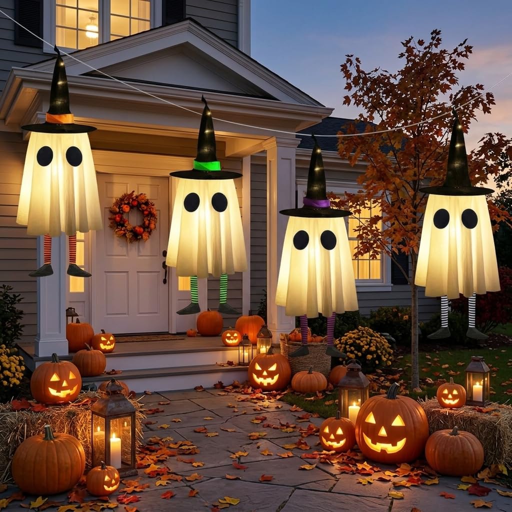 CYSKXYI Halloween witch hat lights in a spooky outdoor setting