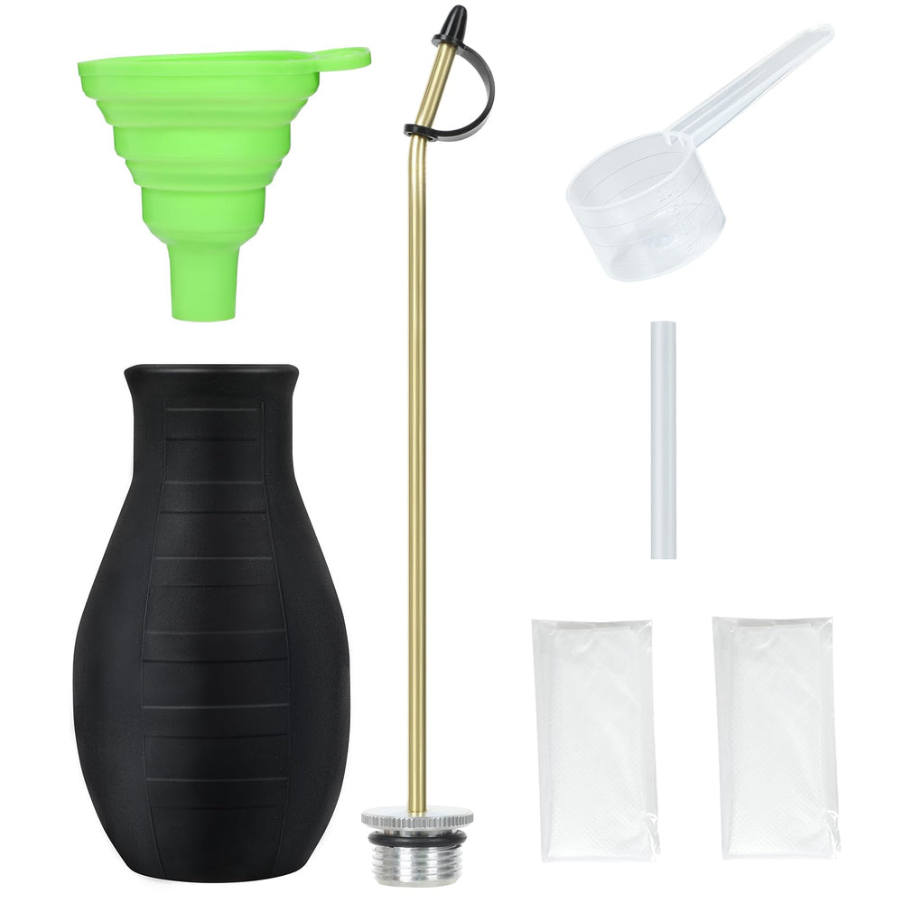 CZA Diatomaceous Earth Duster black model with collapsible funnel