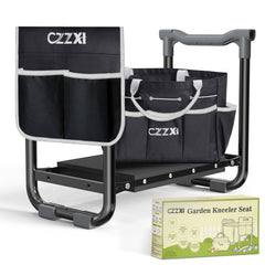 CZZXI Garden Kneeler and Seat with wider pad in black and gray