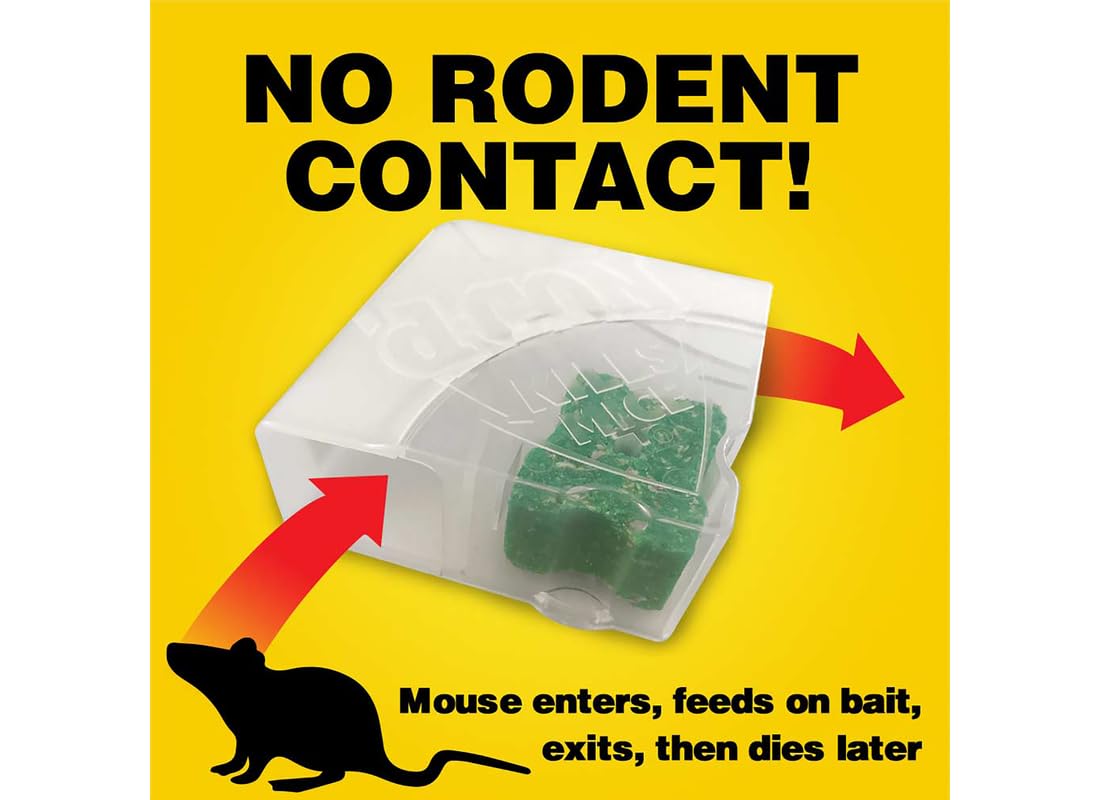 d-Con Corner Fit Mouse Bait Station transparent design showing bait