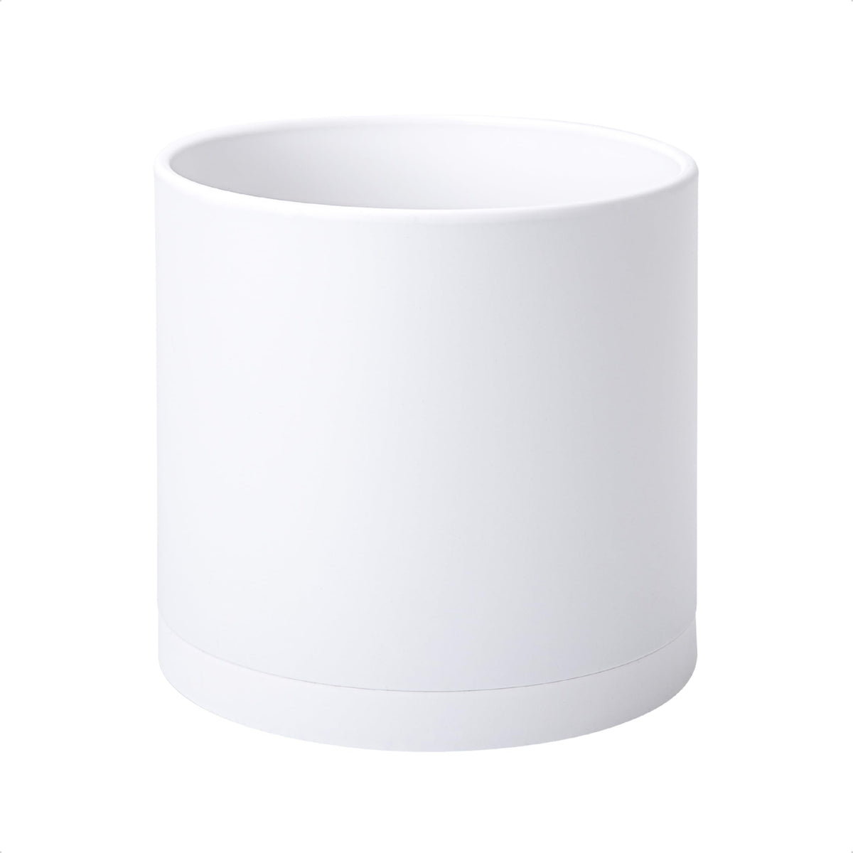 D'vine Dev 10 Inch Plastic Planter Pot with Saucer, White front view