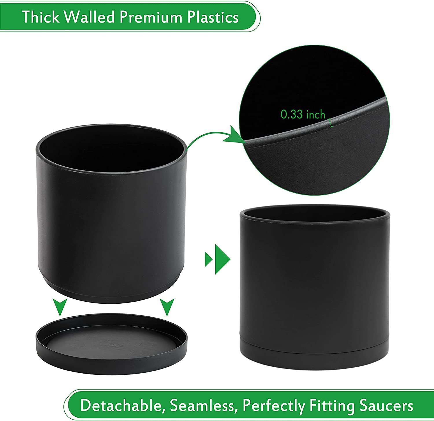 D'vine Dev 12 Inch Matte Black Planter with mesh net