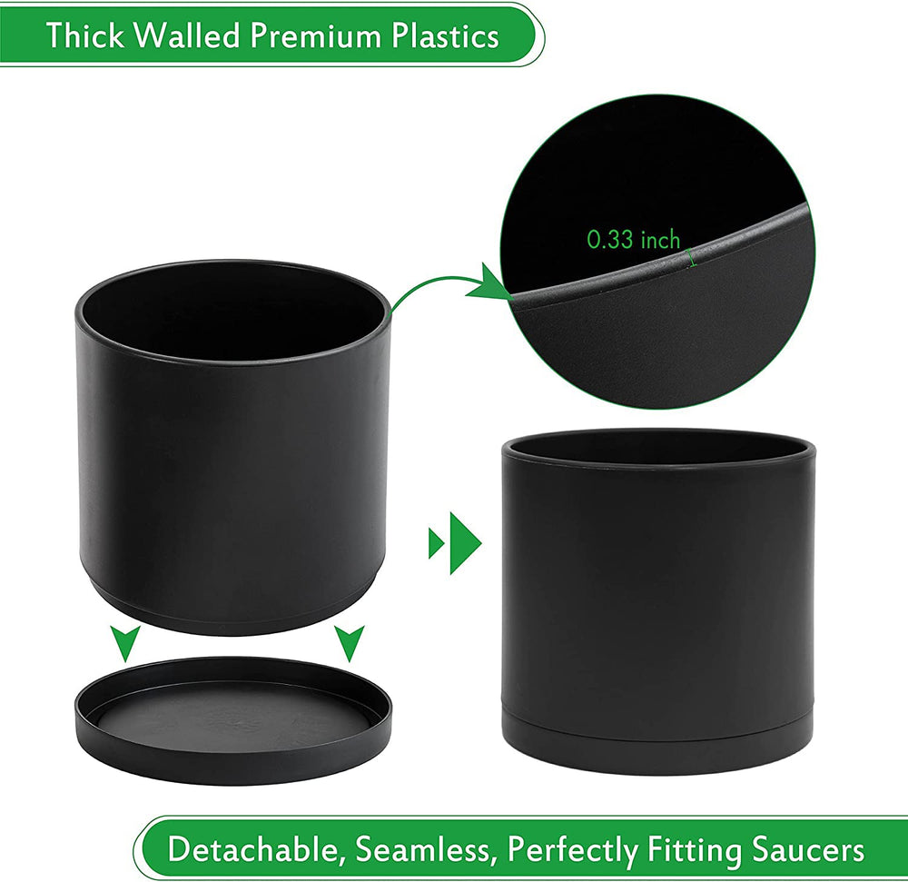 D'vine Dev 12 Inch Matte Black Planter with mesh net