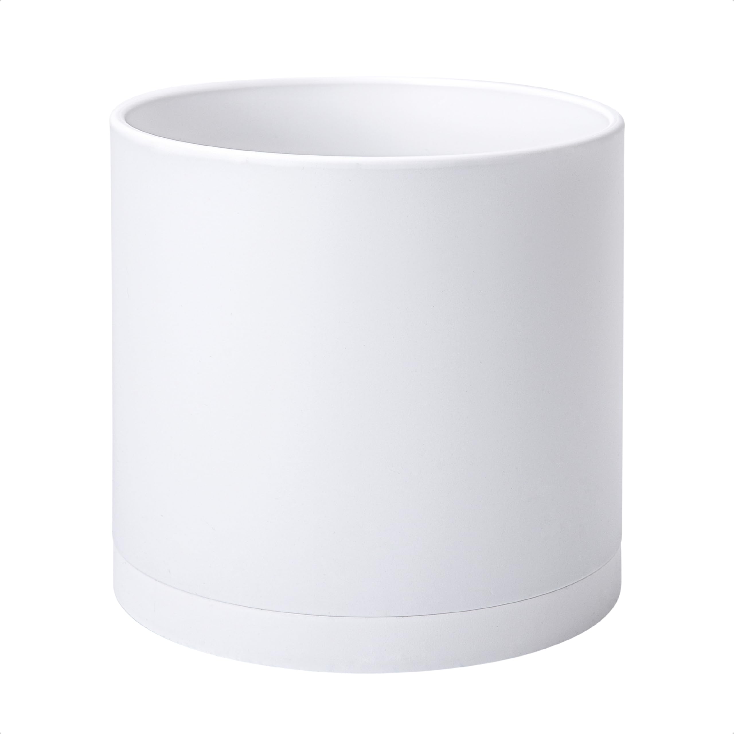 D'vine Dev 12 Inch Plastic Planter Pot front view with saucer