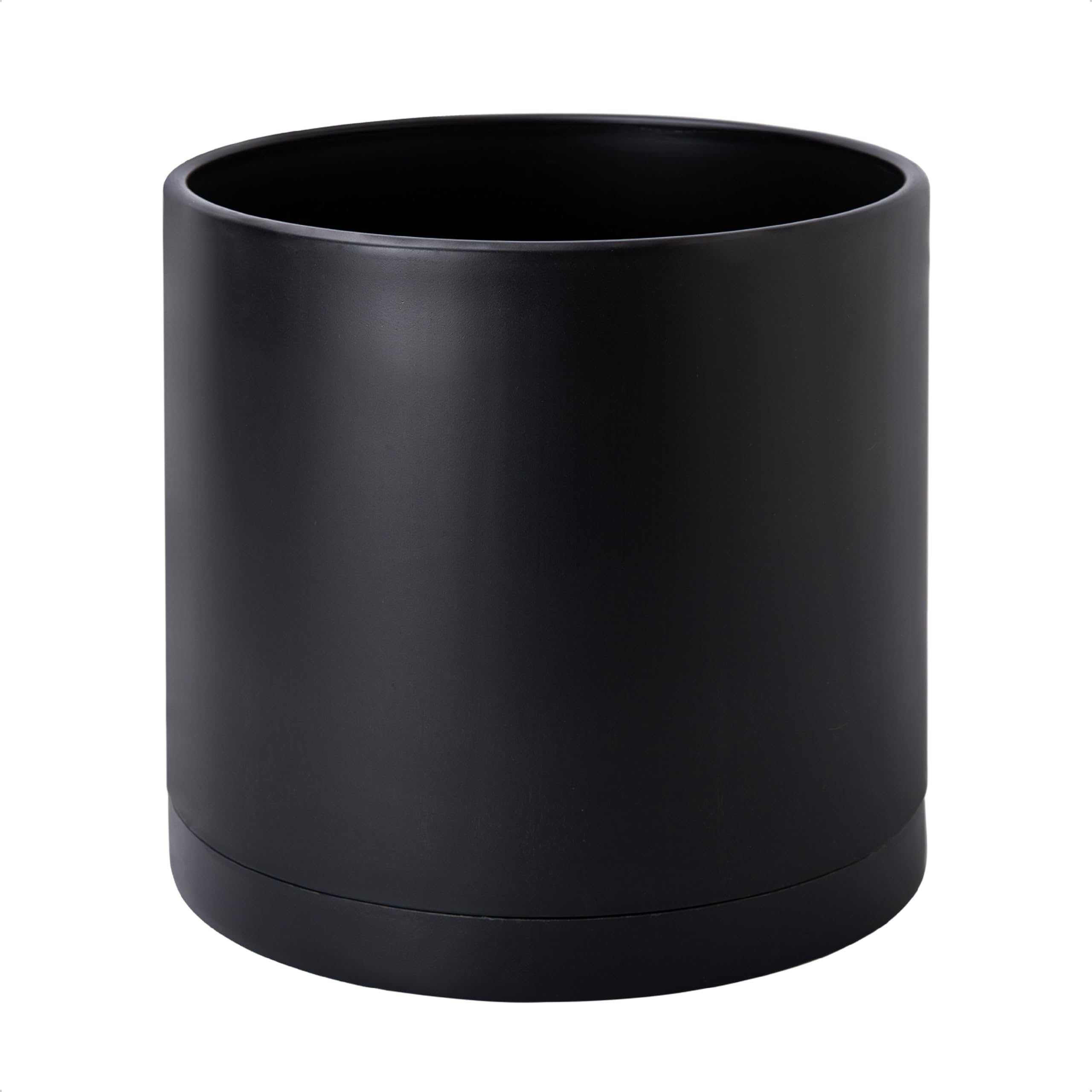 D'vine Dev 12 Inch Plastic Planter Pot in Matte Black front view