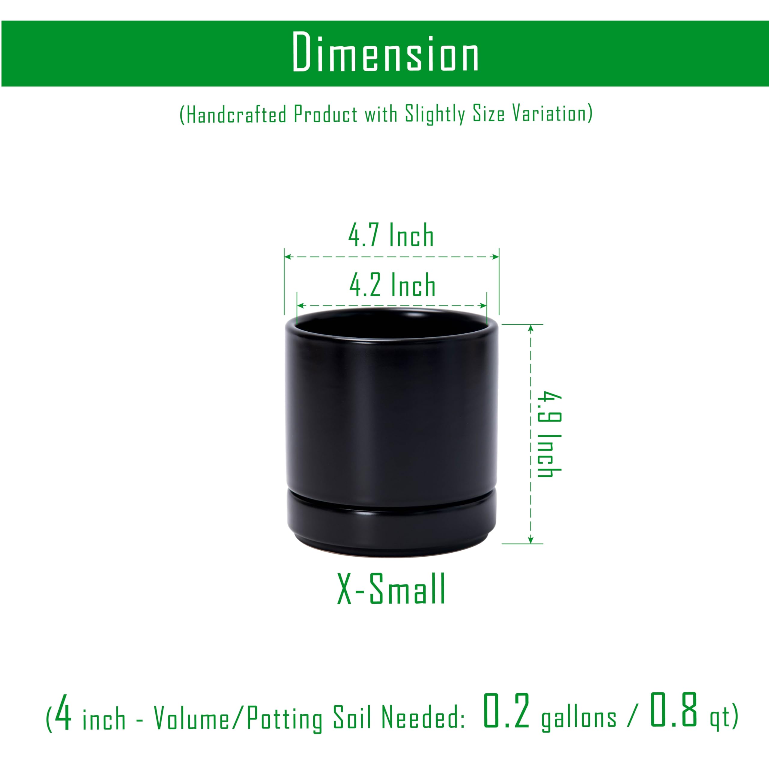 D'vine Dev 2-Pack Ceramic Pots with Saucers, Black, close-up of drainage hole