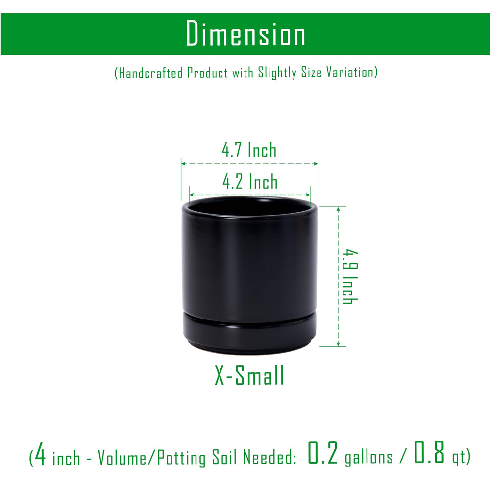 D'vine Dev 2-Pack Ceramic Pots with Saucers, Black, close-up of drainage hole