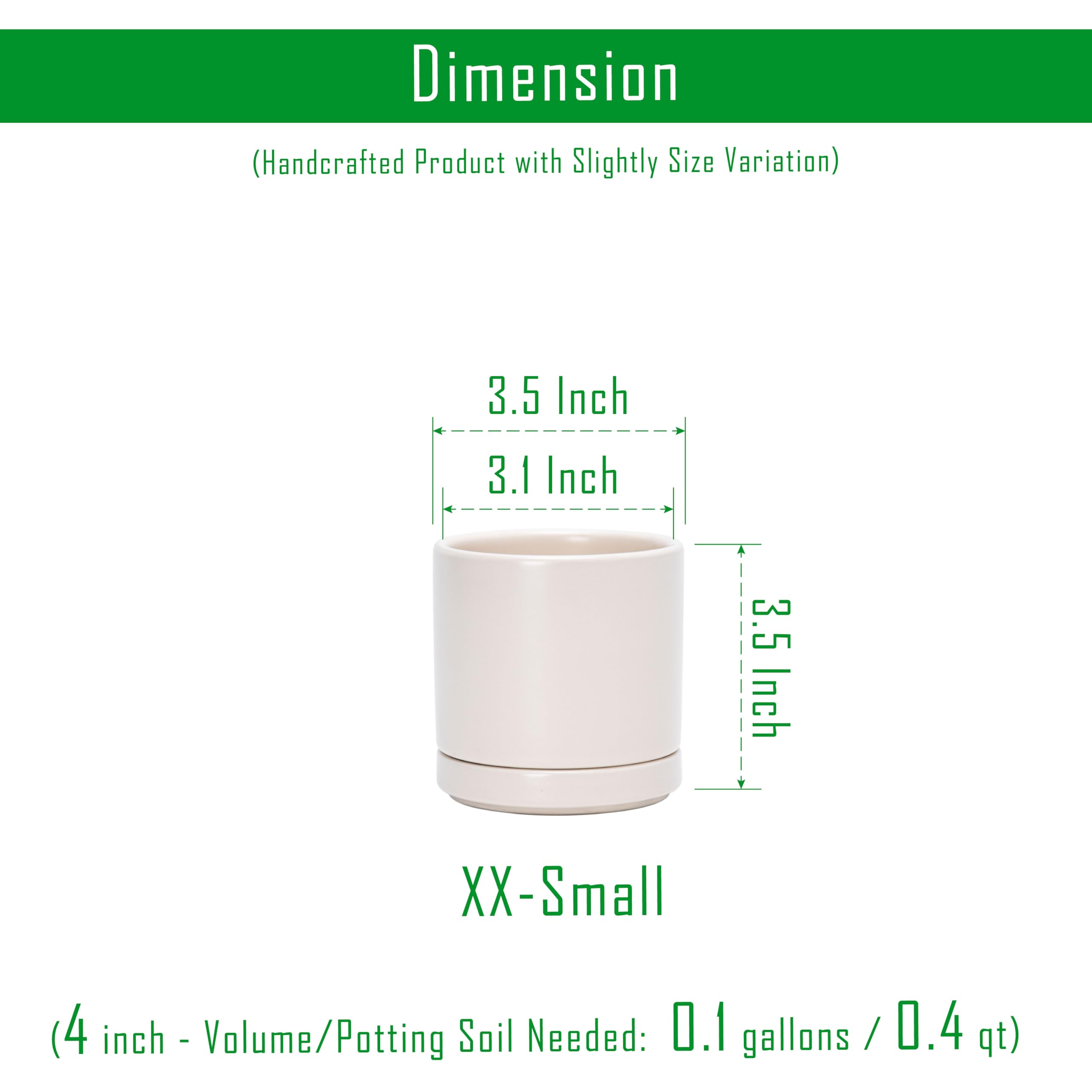 D'vine Dev 3.5 Inch ceramic planter with drainage hole