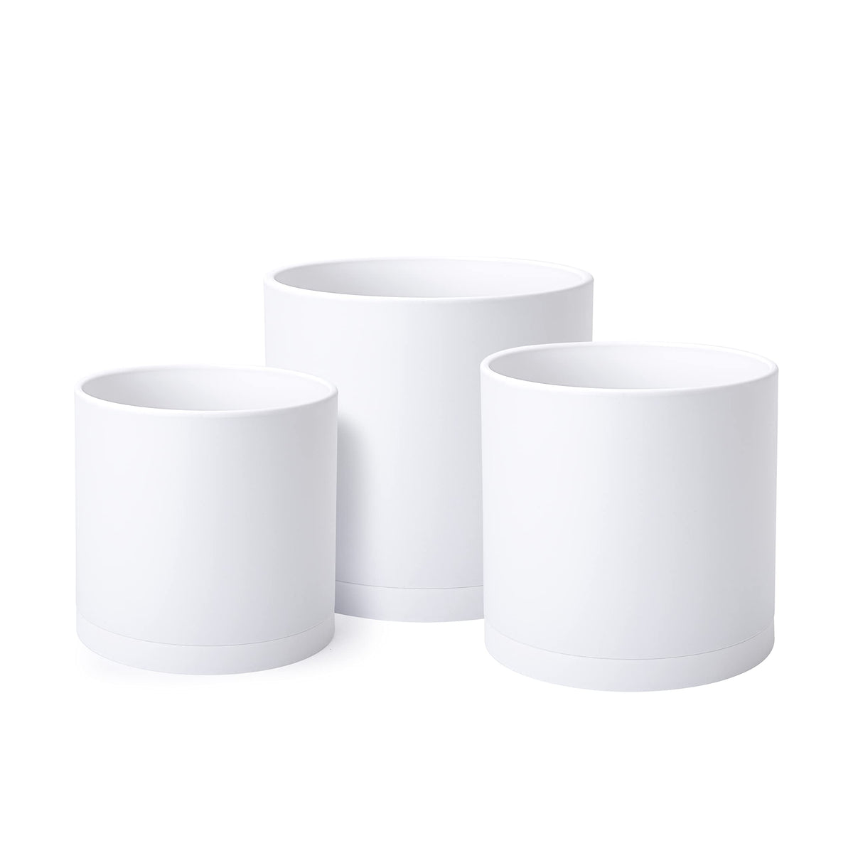D'vine Dev 3-pack plastic pots in white with drainage holes