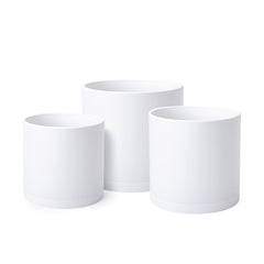 D'vine Dev 3-pack plastic pots in white with drainage holes