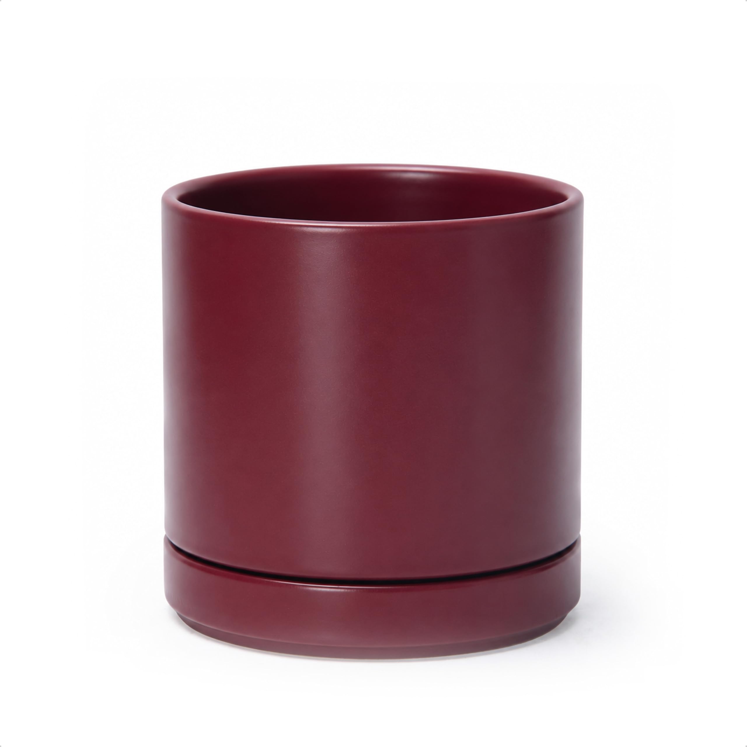 D'vine Dev 6.5 Inch Ceramic Planter Pot in Cordovan with saucer