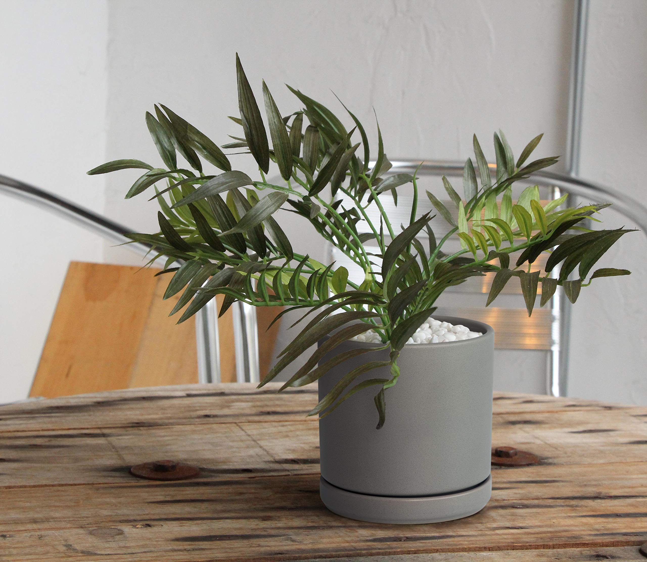 D'vine Dev 6-inch ceramic pot with saucer