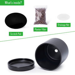 D'vine Dev 8.2 inch black ceramic planter pot with plant inside