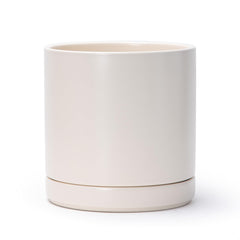 D'vine Dev 8.2 Inch Ceramic Planter Pot in Oatmeal front view