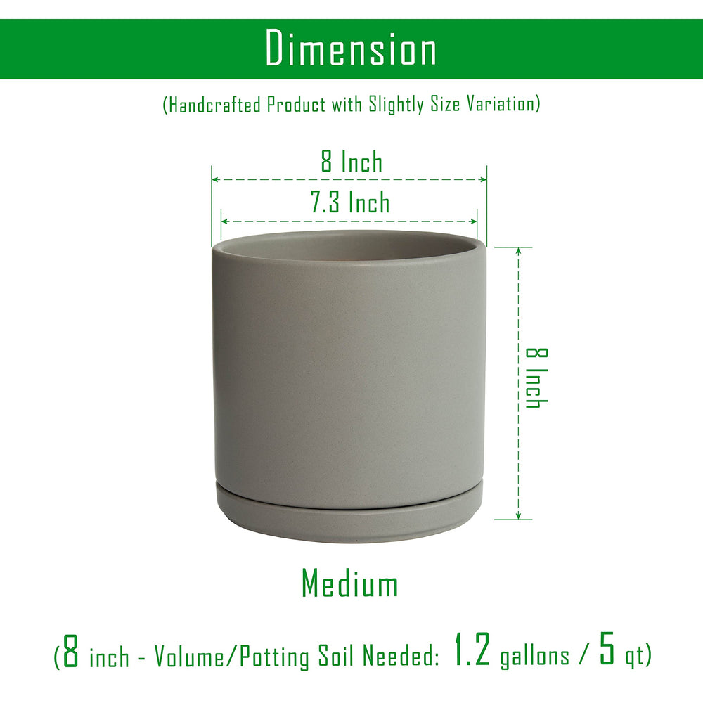 D'vine Dev 8 Inch Ceramic Planter Pot Gray drainage hole detail