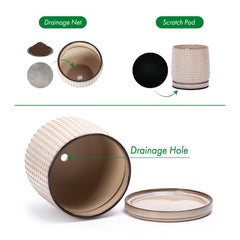 D'vine Dev Beaded Ceramic Pot with drainage net and pad included