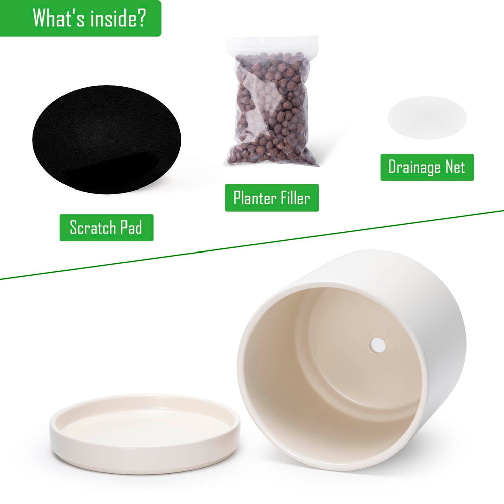 D'vine Dev Ceramic Planter Pot with included accessories