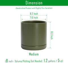 D'vine Dev ceramic planter with included saucer and drainage hole.