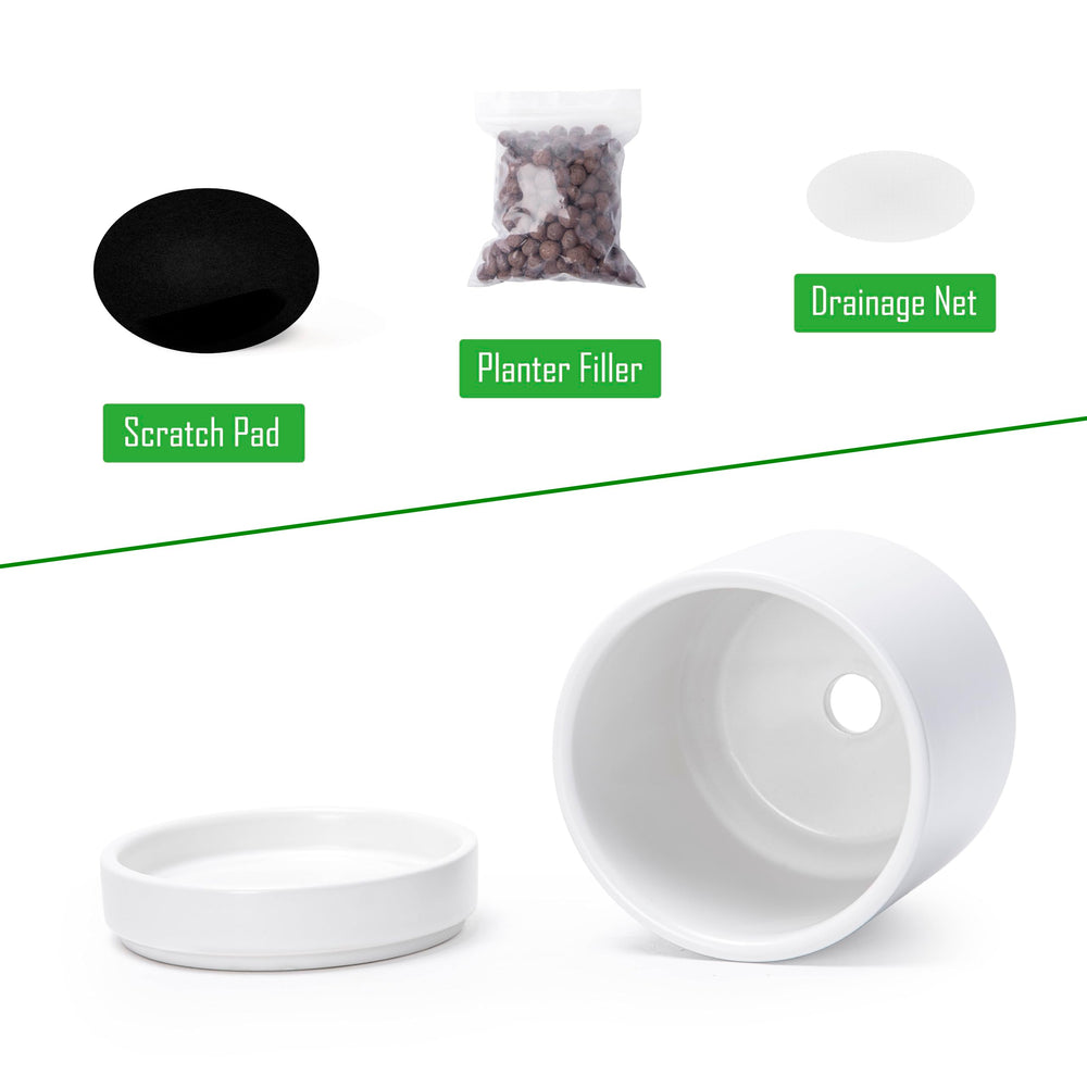 D'vine Dev ceramic pots with drainage mesh net accessory