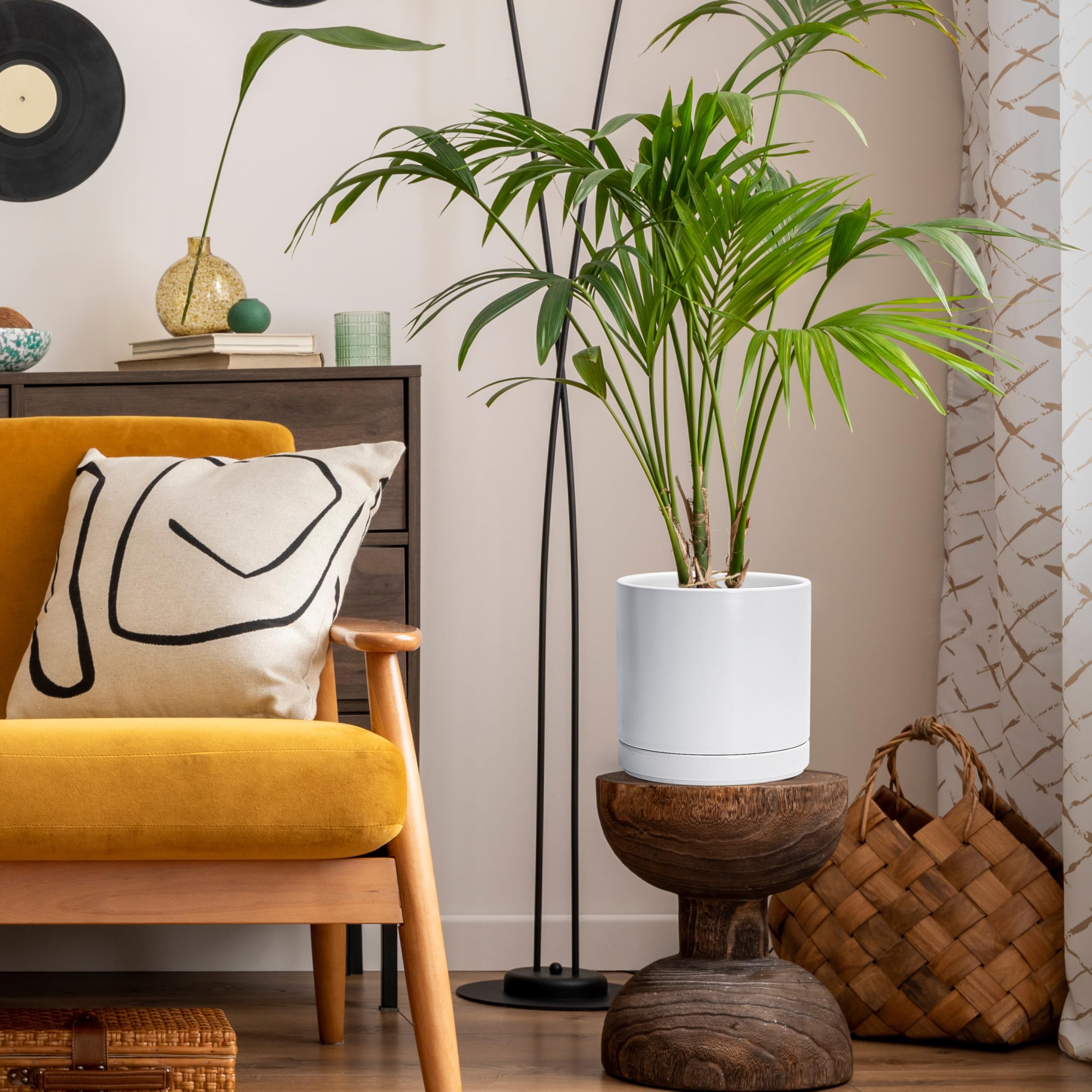 D'vine Dev planter pot displayed in a modern living room setting