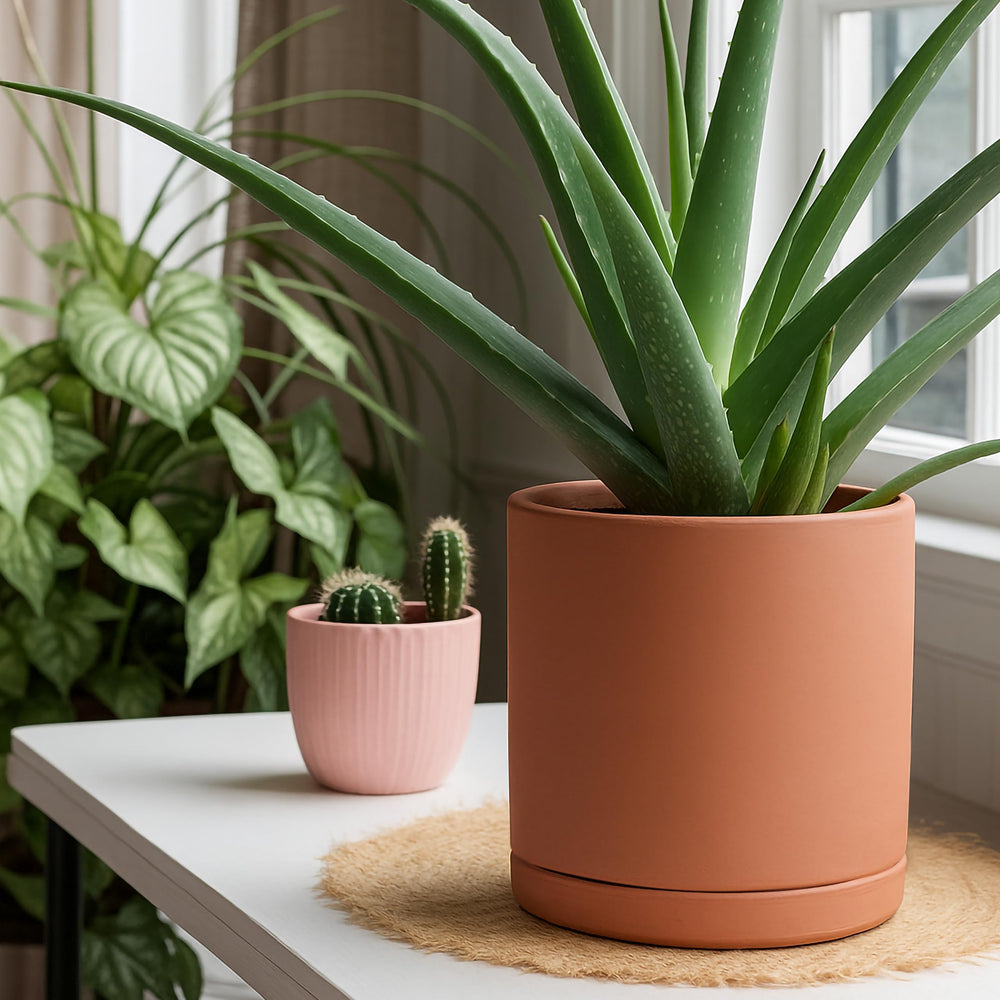 D'vine Dev Terracotta Plant Pot packaging display