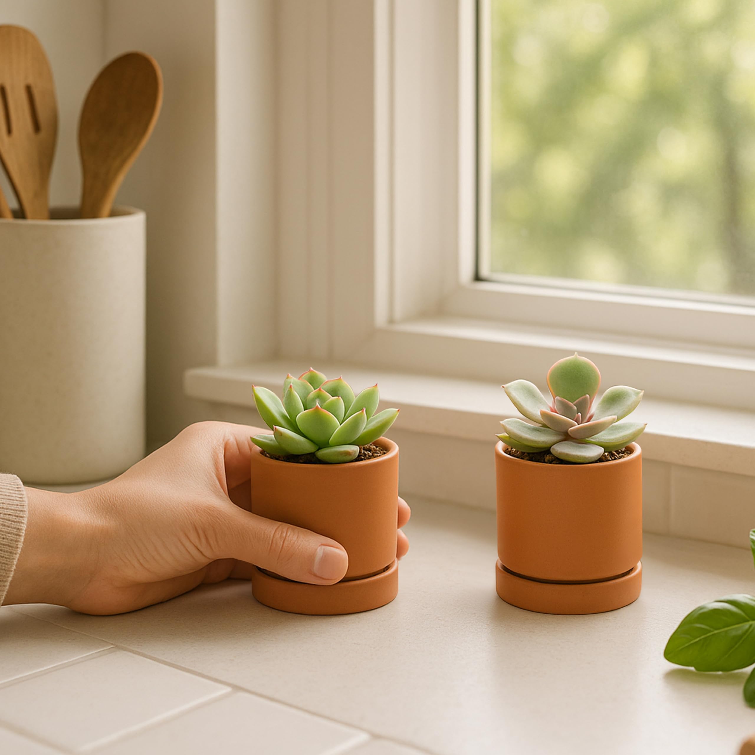 D'vine Dev terracotta plant pot with drainage hole and saucer