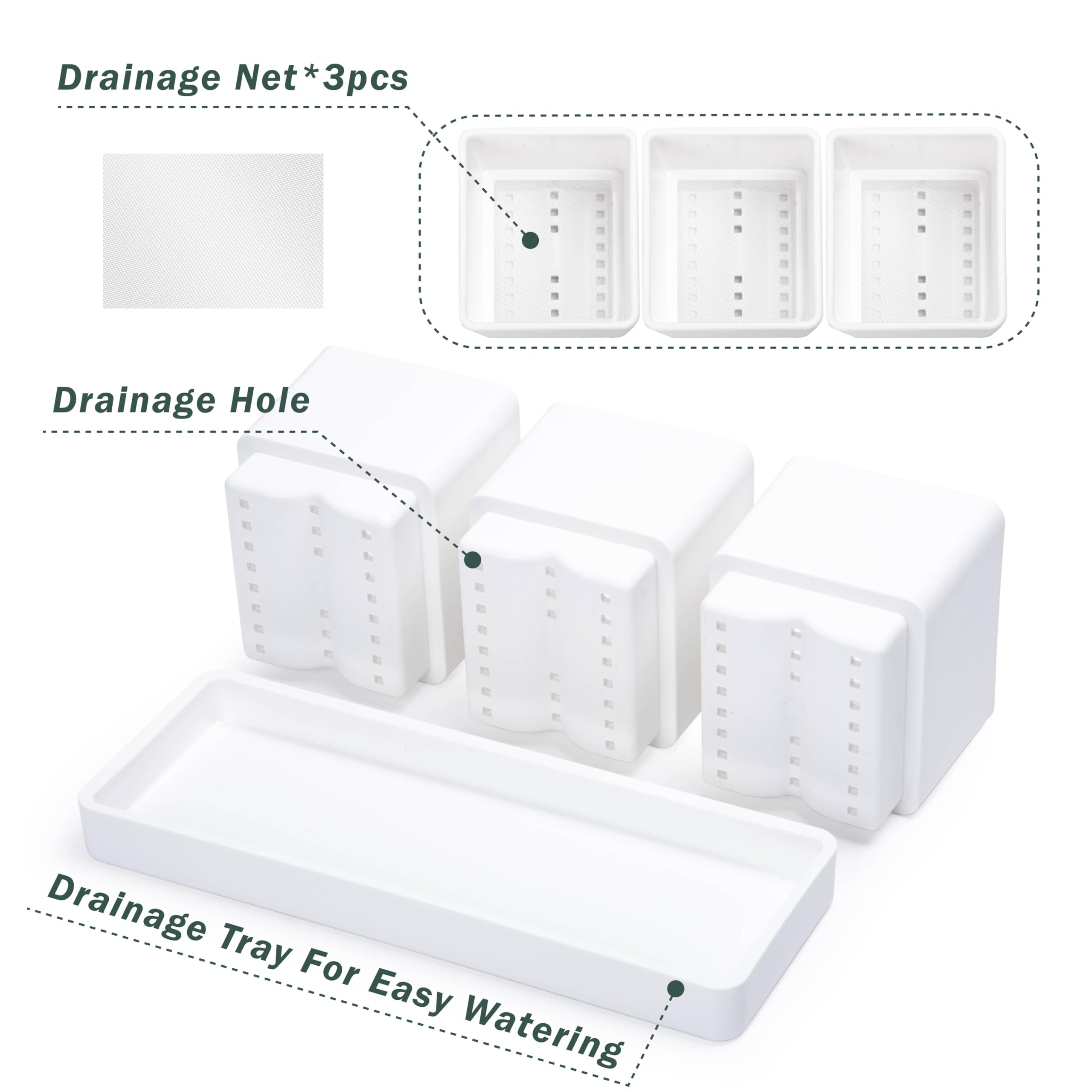 D'vine Dev white herb pots with saucers for drainage