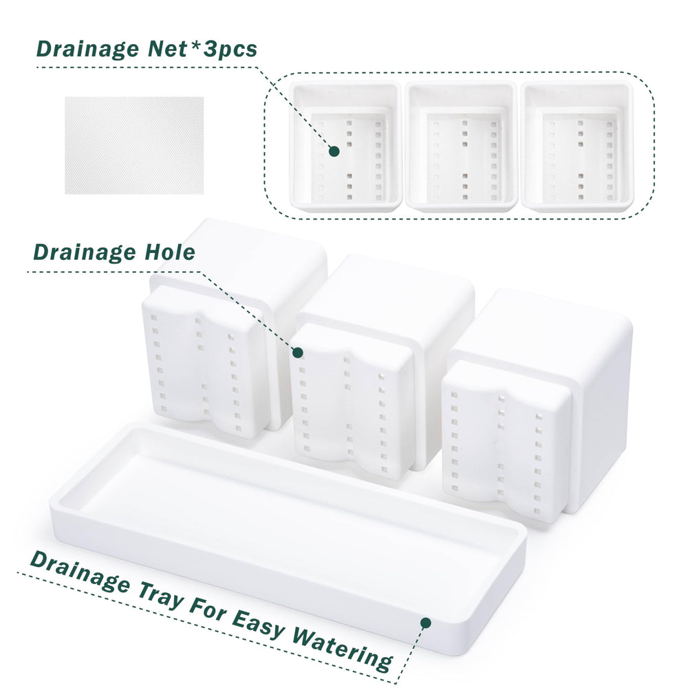 D'vine Dev white herb pots with saucers for drainage