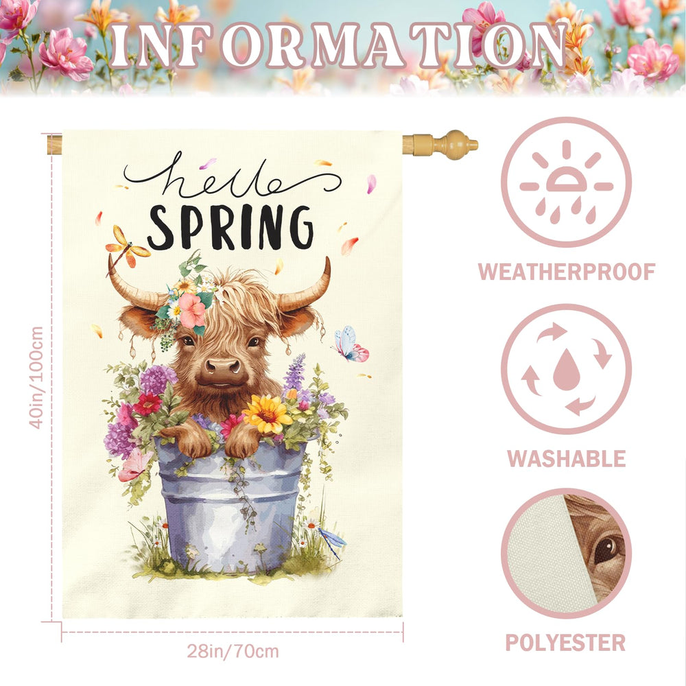 Dacawin Hello Spring Garden Flag 28x40 inches in outdoor setting
