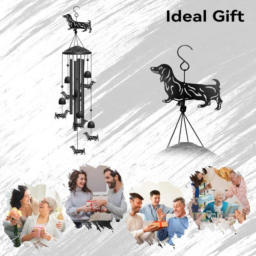 Dachshund wind chime with all components laid out