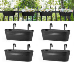 Dahey 15 Inch Railing Planter Box, Black, front view