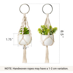 Dahey macrame plant hangers displayed in a car rearview mirror