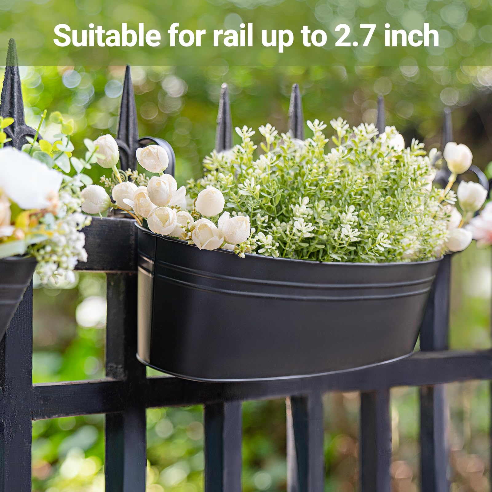 Dahey planter box mounted on a balcony railing