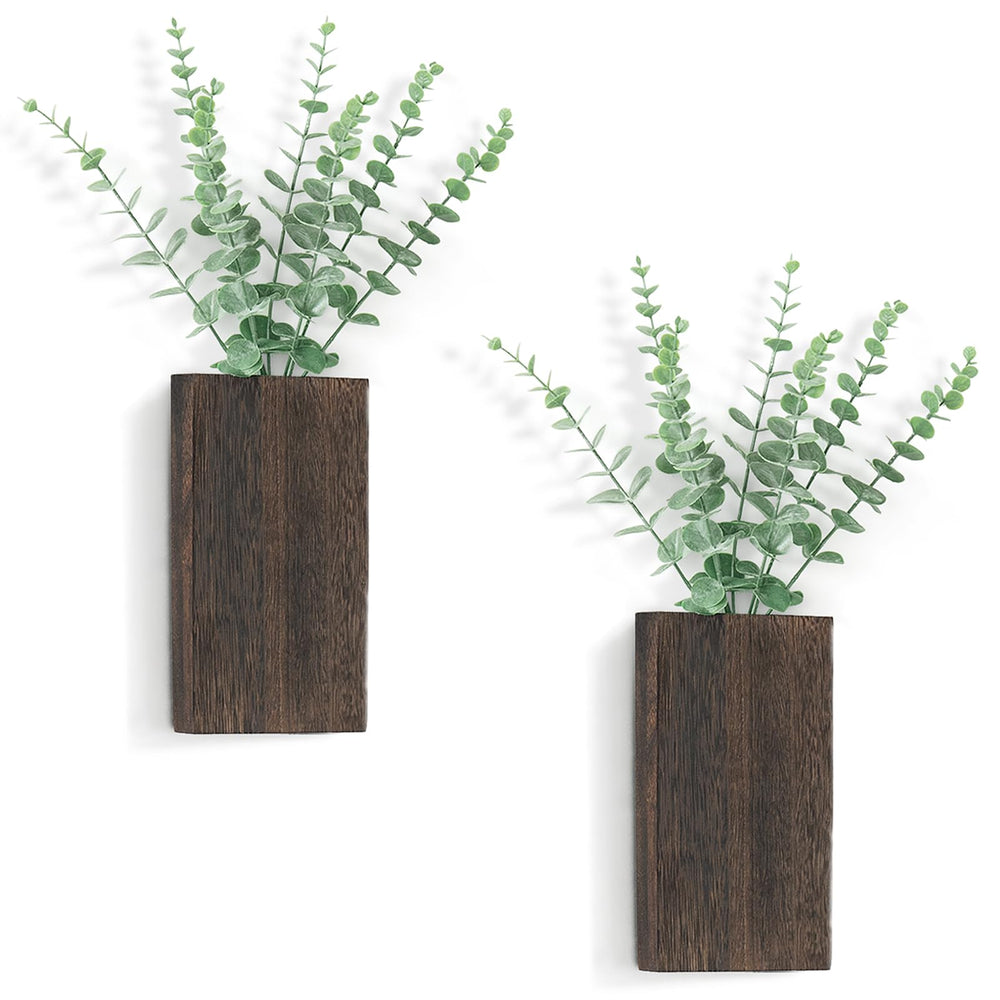 Dahey Wall Planter Vase front view with fake eucalyptus sprigs