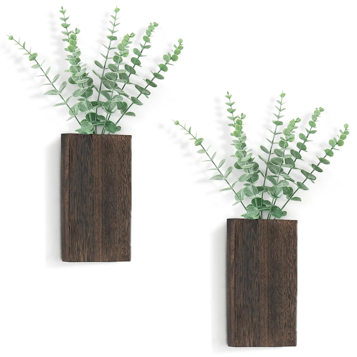 Dahey Wall Planter Vase front view with fake eucalyptus sprigs