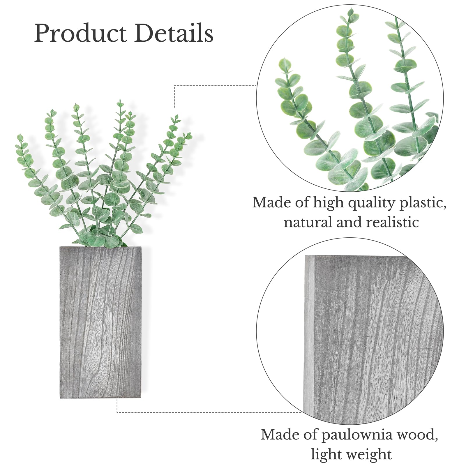 Dahey wall planter vase with fake plants packaging view