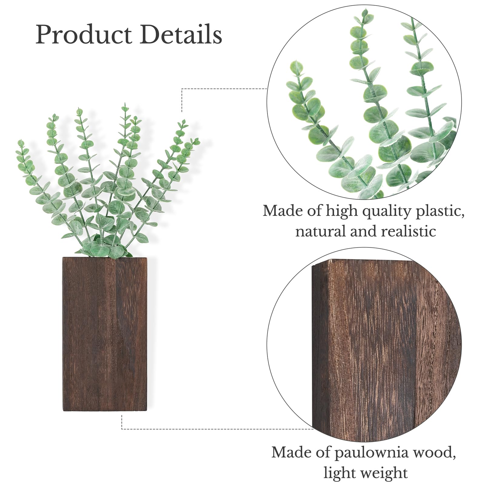 Dahey Wall Planter Vase with two bunches of fake eucalyptus