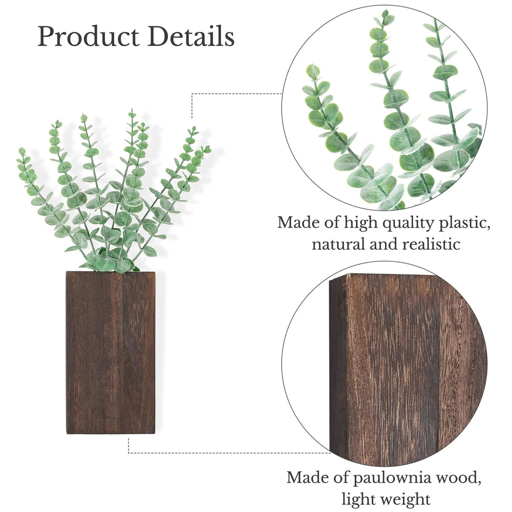 Dahey Wall Planter Vase with two bunches of fake eucalyptus