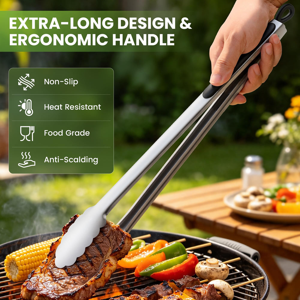 DAILY KISN BBQ Tongs in use grilling vegetables