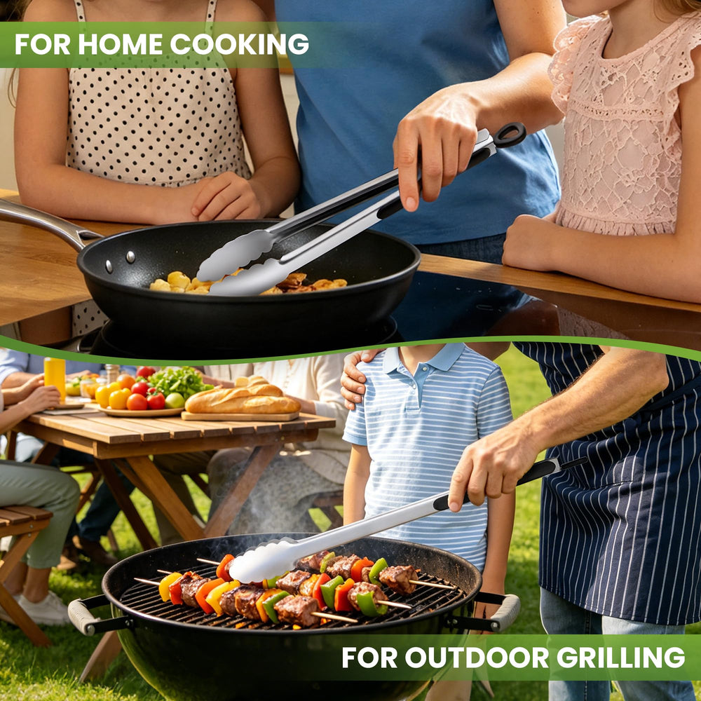 DAILY KISN BBQ Tongs placed on a BBQ grill