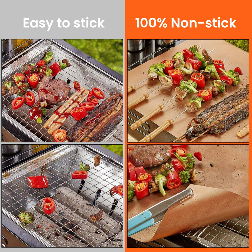 Dailyart Copper Grill Mats with grilled vegetables