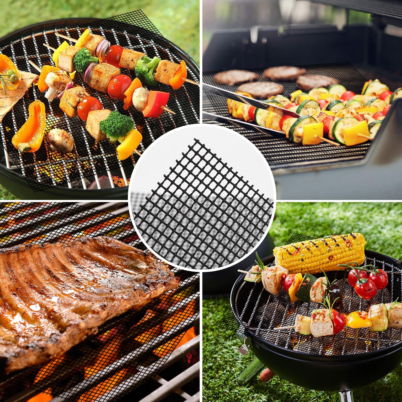 Dailyart Grill Mesh Mat demonstrating easy clean-up with food
