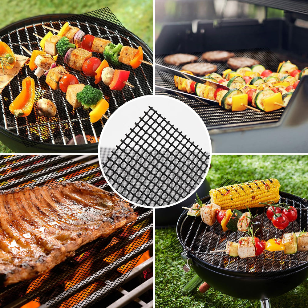 Dailyart Grill Mesh Mat demonstrating easy clean-up with food