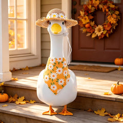 Daisy hat and yellow floral bib for 23-inch goose statue