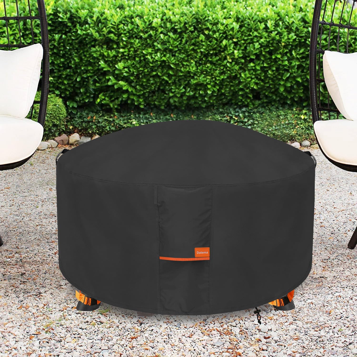 Dalema Fire Pit Cover black material close-up view