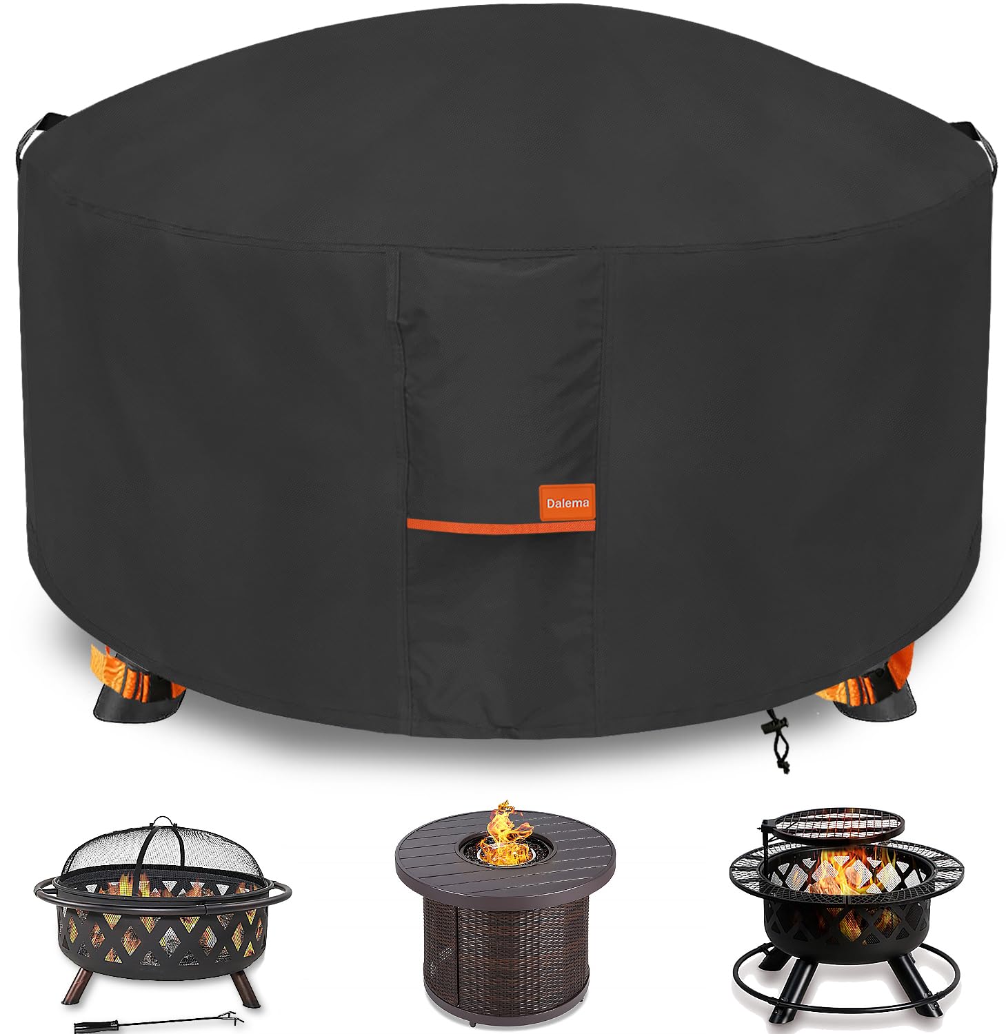 Dalema Fire Pit Cover round 48" Dia 24" H black front view