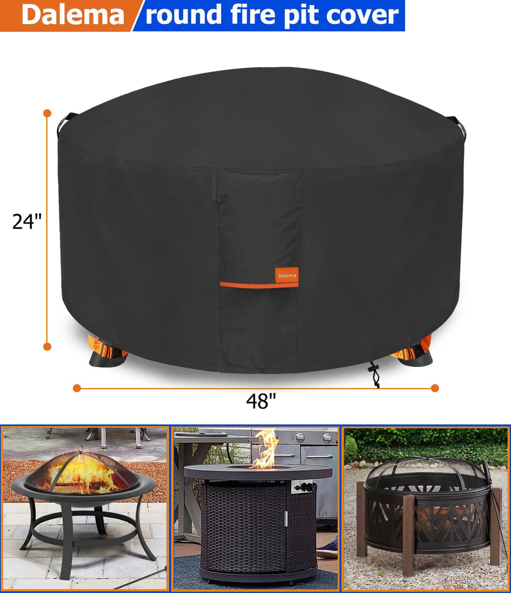 Dalema Fire Pit Cover round 48" Dia 24" H black side view