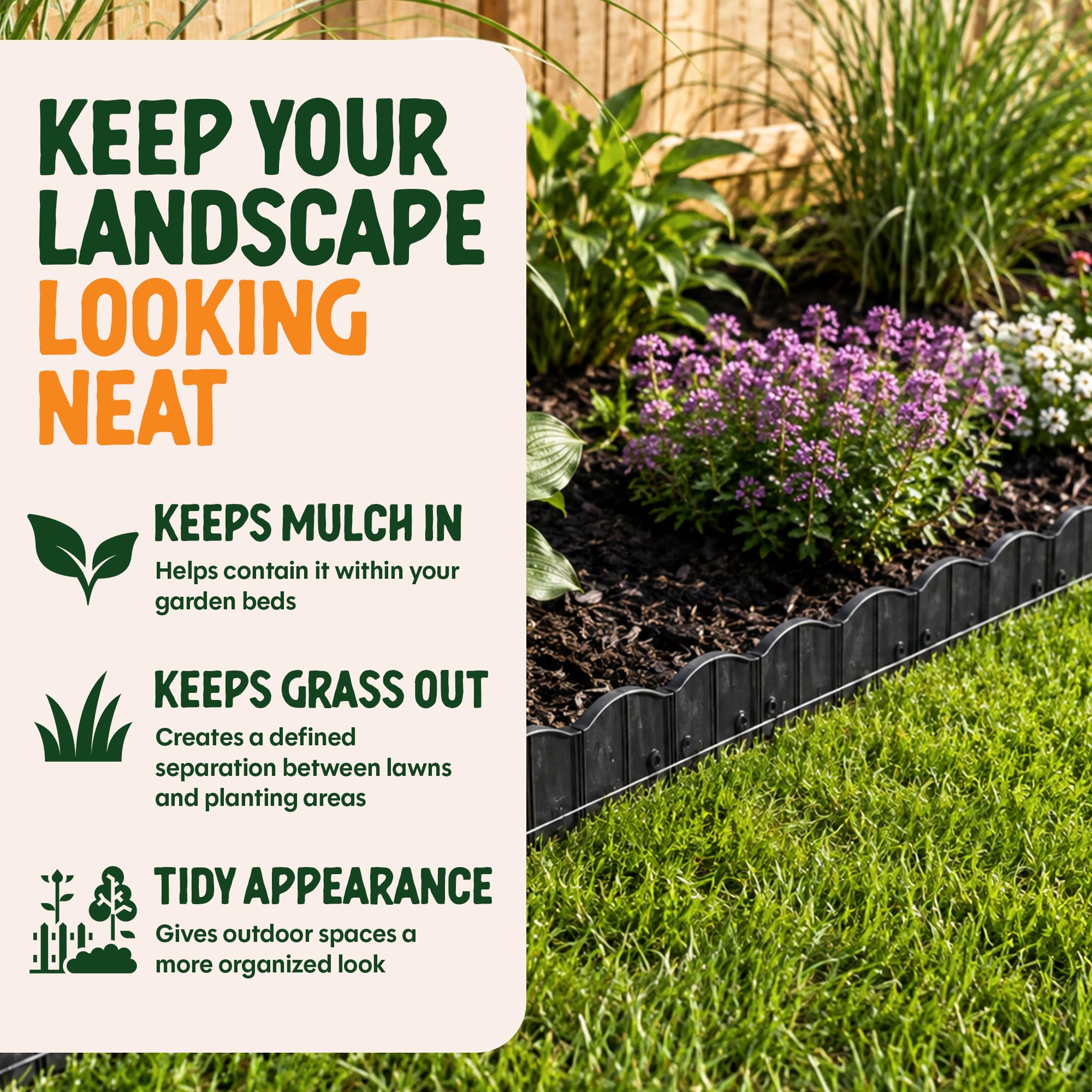 Dalen HammerEdge garden edging in black colour, 5.5 inches high