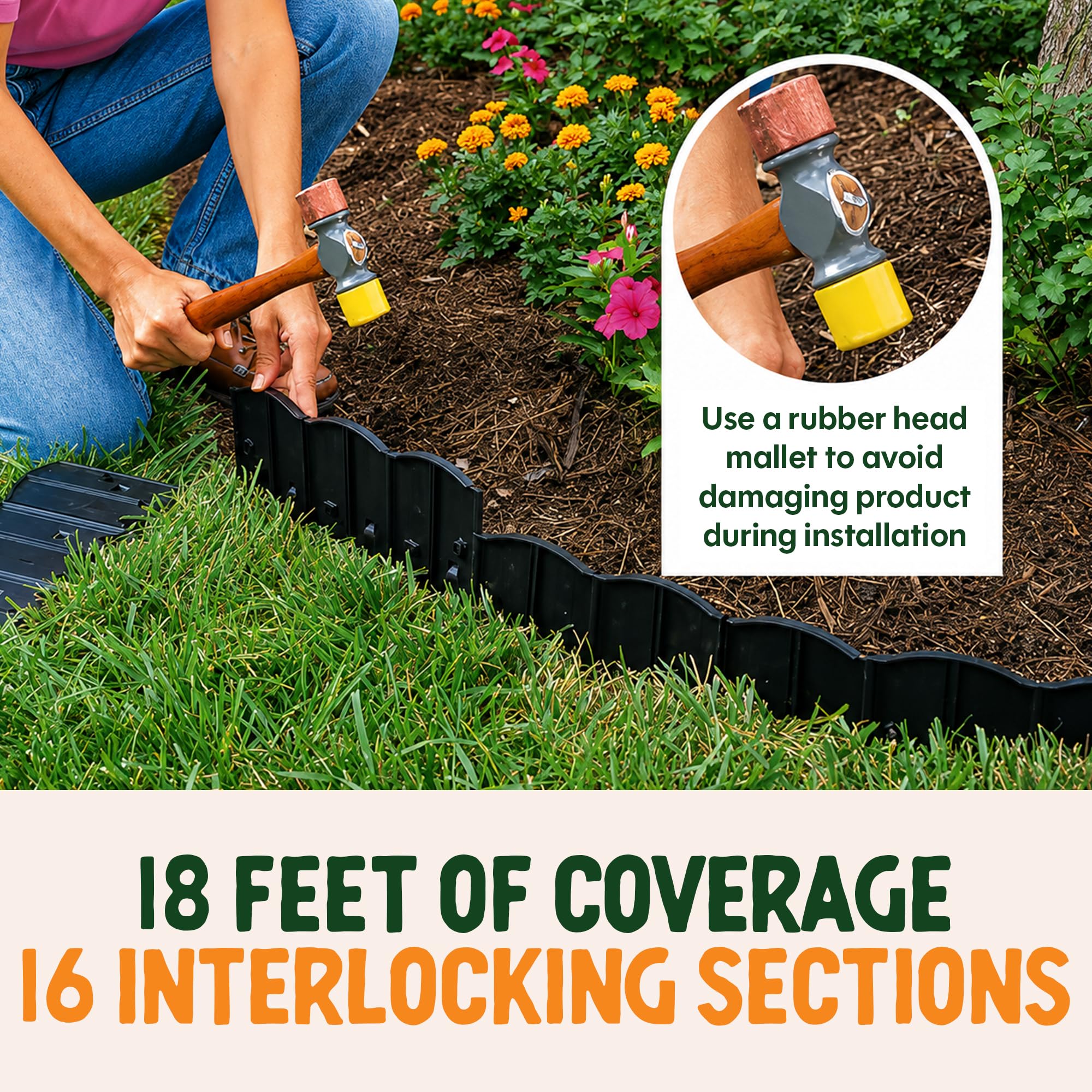 Dalen HammerEdge garden edging with rubber mallet for installation